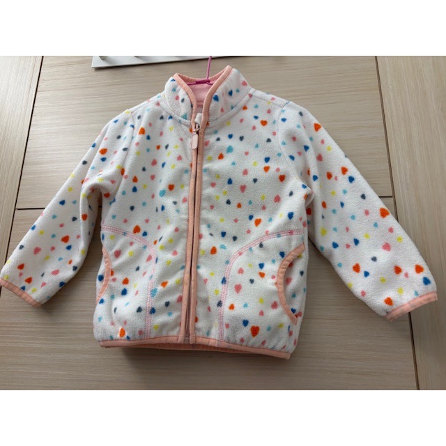 二手 兒童幼兒女童 彩色點點搖粒絨刷毛保暖立領外套 90cm 童裝-細節圖2
