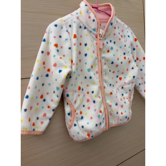 二手 兒童幼兒女童 彩色點點搖粒絨刷毛保暖立領外套 90cm 童裝-細節圖3