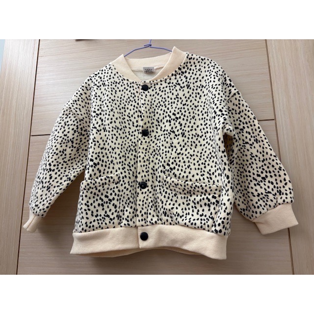 二手 正韓 mio 兒童幼兒女童 花紋內刷毛棒球外套 110cm 韓國童裝-細節圖2