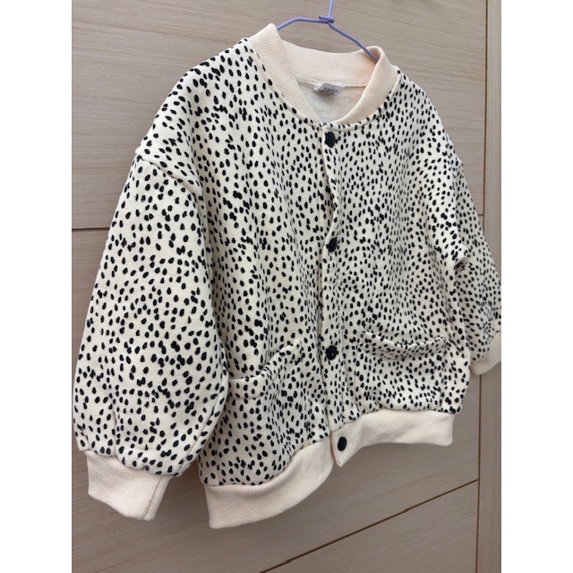 二手 正韓 mio 兒童幼兒女童 花紋內刷毛棒球外套 110cm 韓國童裝-細節圖3