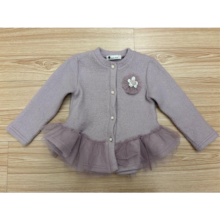 （客訂6訂）二手 荷葉波浪外套、排釦鋪棉背心、小兔子蝴蝶結褲、櫻桃蓬蓬袖上衣 、波浪網紗毛料上衣、全新襯衫式燒花洋裝-細節圖4