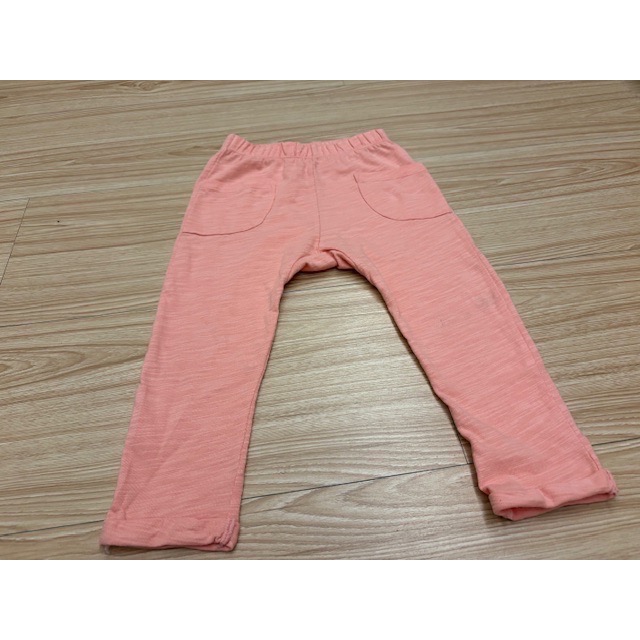二手少穿 Lativ 兒童幼兒女童 口袋褲管反摺竹節棉褲 90cm 童裝-細節圖2