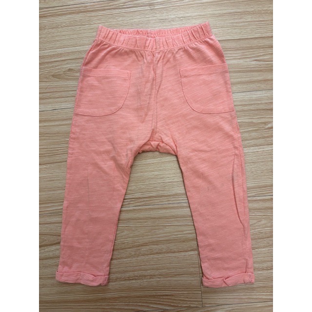 二手少穿 Lativ 兒童幼兒女童 口袋褲管反摺竹節棉褲 90cm 童裝-細節圖3