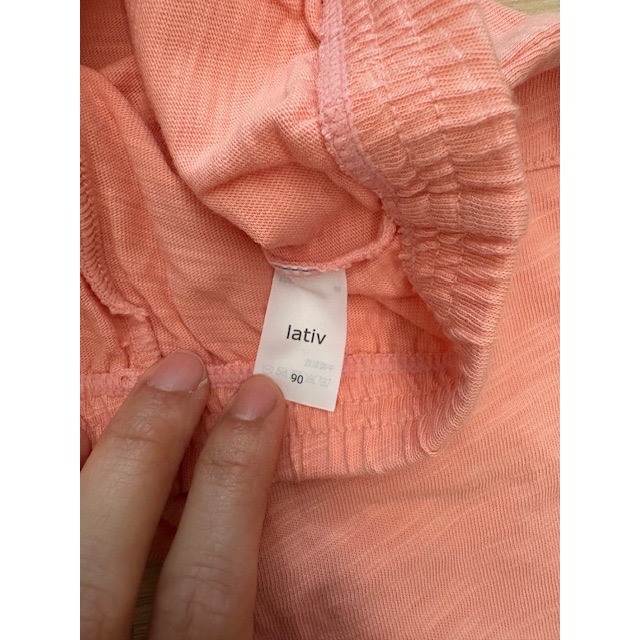 二手少穿 Lativ 兒童幼兒女童 口袋褲管反摺竹節棉褲 90cm 童裝-細節圖4