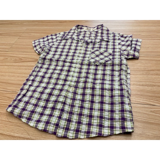 全新 兒童幼兒女童 金蔥格紋口袋休閒襯衫 約110cm 童裝-細節圖2