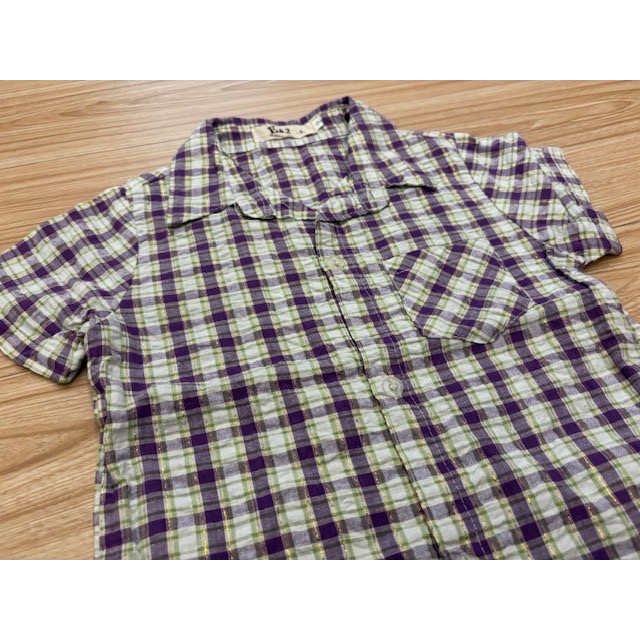 全新 兒童幼兒女童 金蔥格紋口袋休閒襯衫 約110cm 童裝-細節圖3