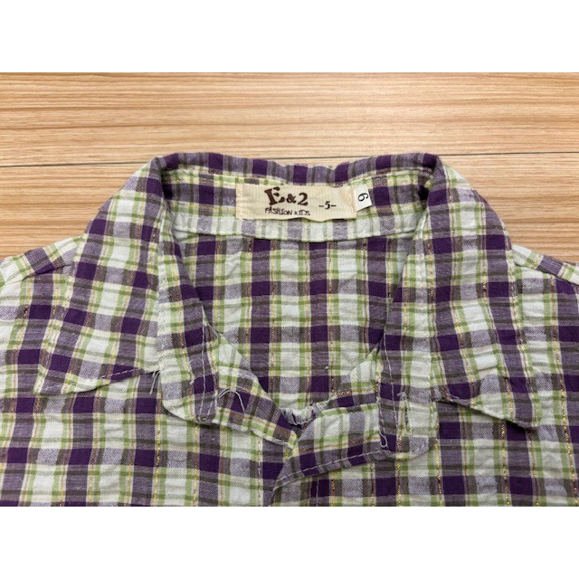 全新 兒童幼兒女童 金蔥格紋口袋休閒襯衫 約110cm 童裝-細節圖5