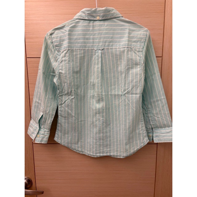 二手少穿 NET 松鼠刺繡條紋七分袖襯衫 粉綠色-細節圖5