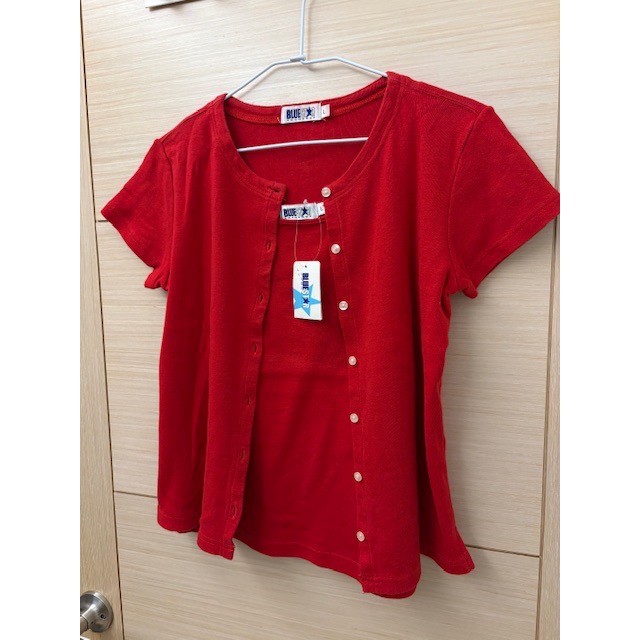 二手很新 BLUESTAR 氣質純棉休閒二件式上衣 背心+小外套 背心吊牌未拆 2件式上衣 罩衫-細節圖2