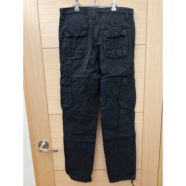 全新 水洗純棉休閒褲  多口袋工裝褲 工作褲 30腰 男生女生皆可穿 直筒褲 束口褲-細節圖4