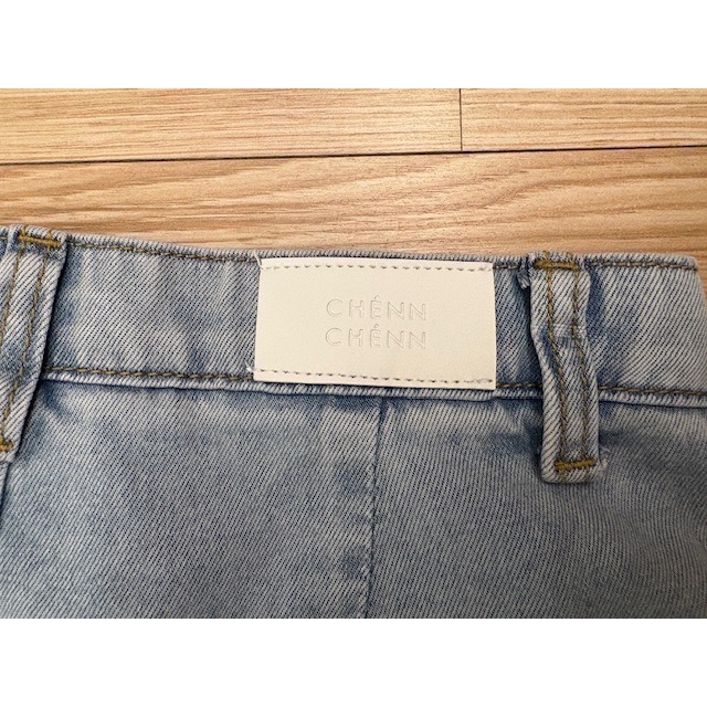 (客訂5件）近全新 CHENN CHENN 打摺牛仔褲、卡特星星刺繡上衣、牛仔上衣、條紋褲裙、貓咪假兩件洋裝-細節圖5