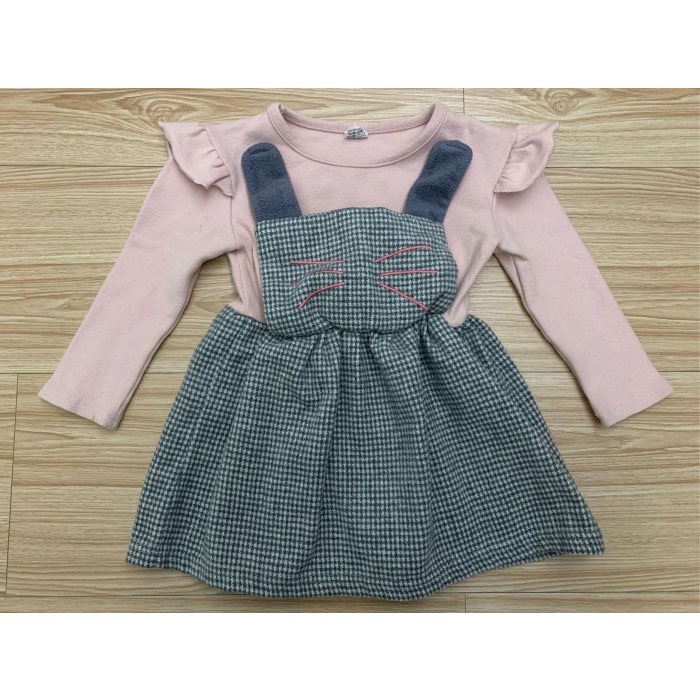 (客訂5件）近全新 CHENN CHENN 打摺牛仔褲、卡特星星刺繡上衣、牛仔上衣、條紋褲裙、貓咪假兩件洋裝-細節圖10