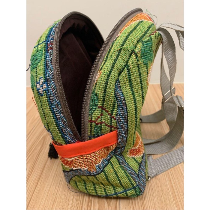 二手近全新 民俗風貓頭鷹編織後背包 民俗風編織包 小後背包 兒童後背包 小孩包包-細節圖5
