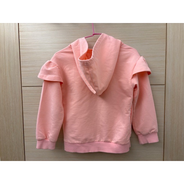 二手 兒童幼兒女童 肩荷葉立體小兔連帽外套 約90～95cm 童裝-細節圖3