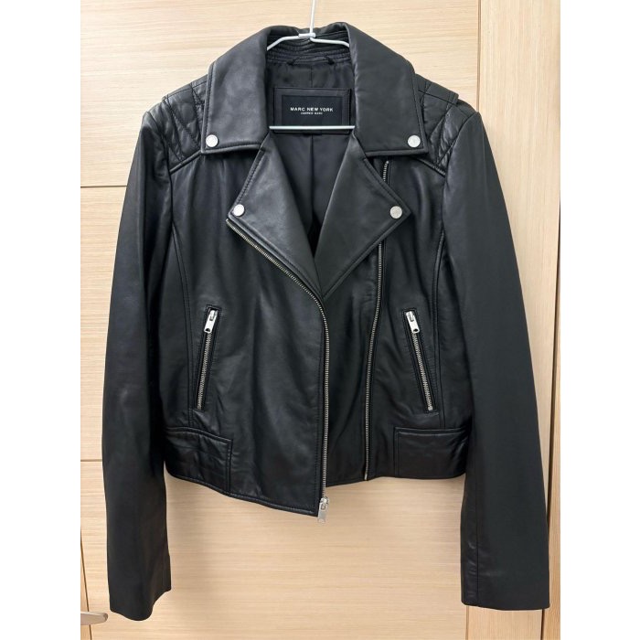 全新 MARC NEW YORK 歐美品牌 騎士翻領修身真皮皮衣外套-細節圖4