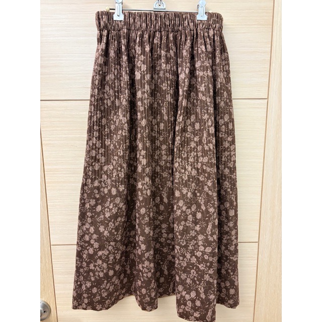 全新 韓版 腰鬆緊碎花燈芯絨及膝裙 中長裙-細節圖4