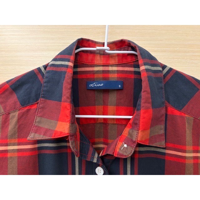 （客訂 Mingchen) 二手近全新 專櫃 olivo 經典格紋長版襯衫洋裝 排釦連身裙-細節圖5