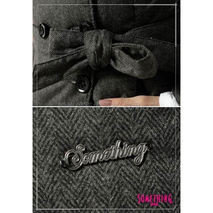全新 SOMETHING 仿毛呢羽絨外套 原價$3490 吊牌未拆-細節圖5