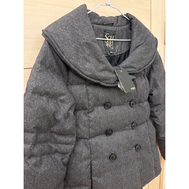 全新 SOMETHING 仿毛呢羽絨外套 原價$3490 吊牌未拆-細節圖8