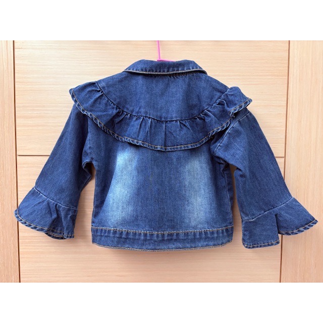 全新 BEBABY 比貝比 荷葉造型喇叭袖牛仔外套 約100cm 童裝 兒童幼兒女童小童-細節圖3