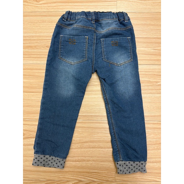 二手保存良好 兒童拼接褲管軟質牛仔褲 98cm 中性款 童裝 幼兒男童女童-細節圖2