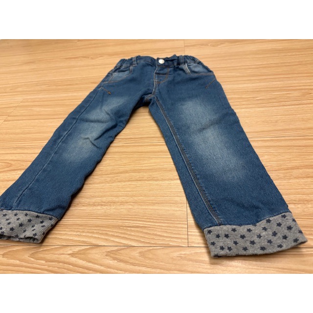 二手保存良好 兒童拼接褲管軟質牛仔褲 98cm 中性款 童裝 幼兒男童女童-細節圖3