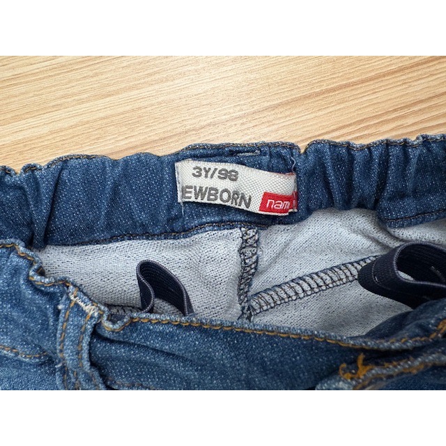 二手保存良好 兒童拼接褲管軟質牛仔褲 98cm 中性款 童裝 幼兒男童女童-細節圖5