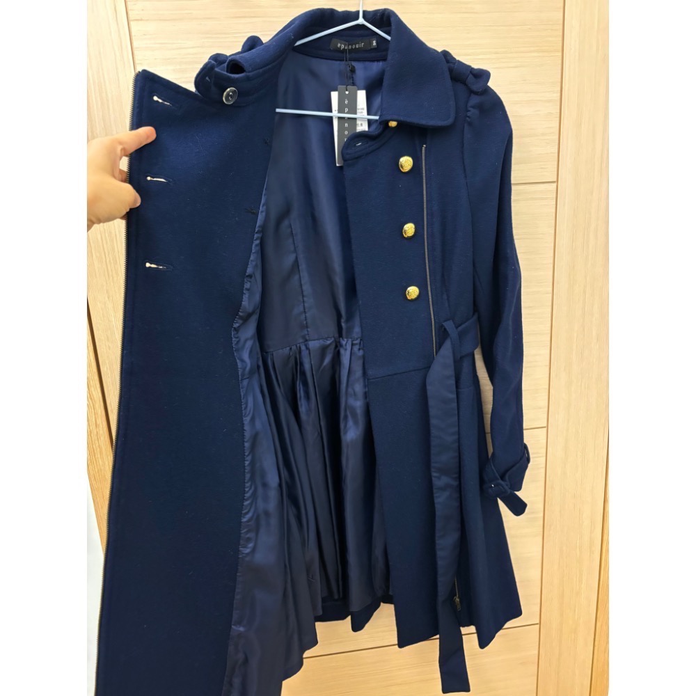 全新 專櫃 epanouir 金釦羊毛大衣外套 原價$6980 吊牌未拆 長版外套-細節圖5