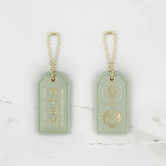 全新 大甲鎮瀾宮 限定平安符 百子圖開 + 小牛皮皮套 STORY LEATHER 聯名平安符 皮夾隨身 吊飾 御守-細節圖2