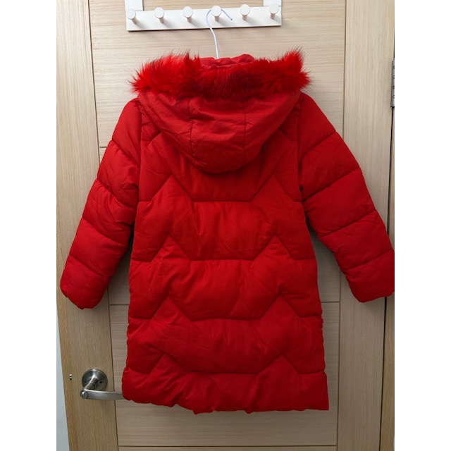 二手近全新 兒童鋪棉保暖長版連帽外套 約130cm 加厚保暖外套 童裝 中童大童女童男童-細節圖4