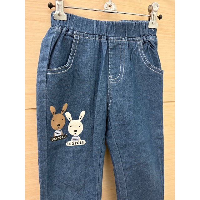 全新 兒童幼兒女童 可愛兔子軟質牛仔褲 約95cm 童裝-細節圖2