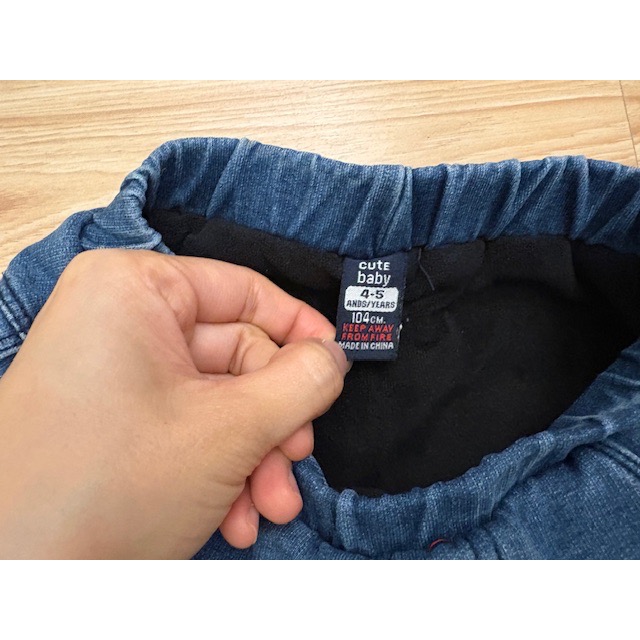 二手少穿 cute baby 兒童內厚絨保暖牛仔褲 約100cm 童裝 小童女童男童-細節圖5