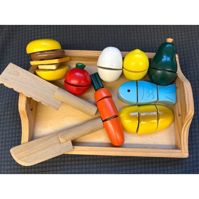 二手 日本 kokuyo 木製切菜咀嚼河馬玩具 切切樂 兒童玩具 扮家家酒玩具-細節圖2