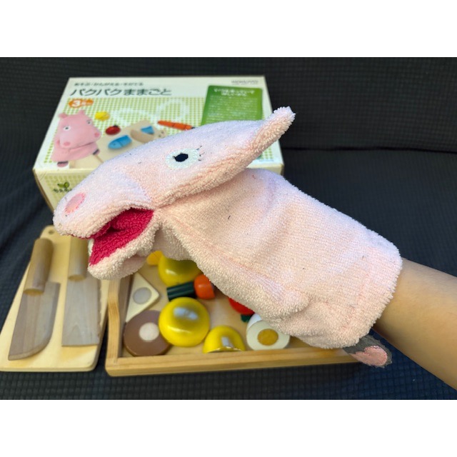 二手 日本 kokuyo 木製切菜咀嚼河馬玩具 切切樂 兒童玩具 扮家家酒玩具-細節圖8