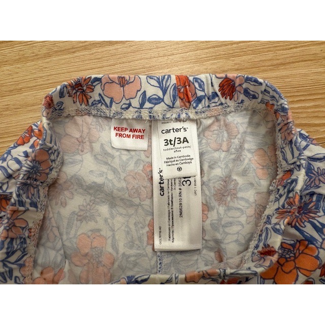 二手極新 Carter’s 卡特 兒童花卉棉質短褲 3T 花朵短褲 童裝 女童幼兒寶寶-細節圖4