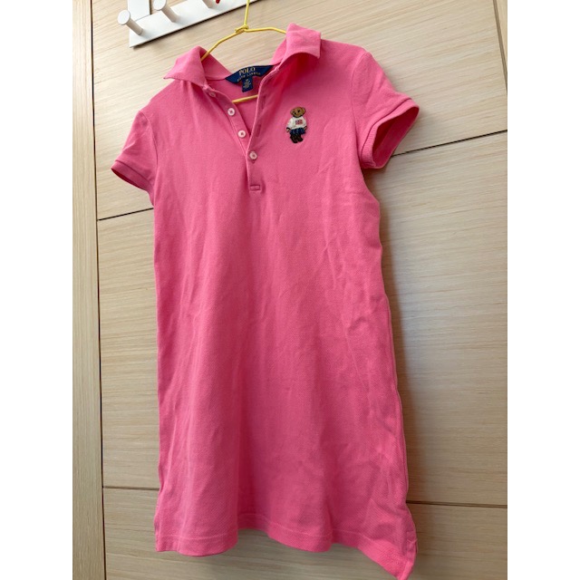 二手近全新 Polo Ralph Lauren 兒童經典刺繡Polo熊洋裝 尺寸6X 童裝女童小童-細節圖2