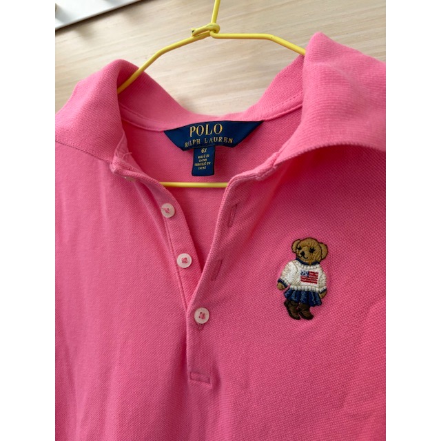 二手近全新 Polo Ralph Lauren 兒童經典刺繡Polo熊洋裝 尺寸6X 童裝女童小童-細節圖3