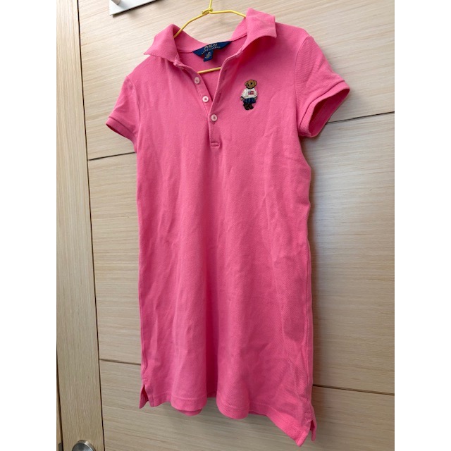 二手近全新 Polo Ralph Lauren 兒童經典刺繡Polo熊洋裝 尺寸6X 童裝女童小童-細節圖5