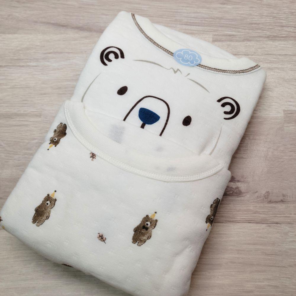 【現貨80cm 🚩日本童裝空運】CONTE DE FÉES 長袖上衣2件組 小熊 男童 女童 家居服 日本童裝-細節圖2