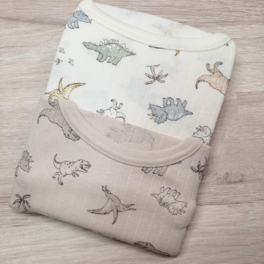 【90cm🍭日本空運童裝】日本進口 秋冬有機棉ORGANIC COTTON長袖上衣2件組 恐龍 男童 女童-細節圖2