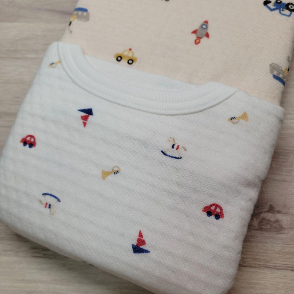 【現貨80cm 🚩】日本Cottoli 長袖上衣2件組 車車 火箭 火車 木馬 帆船  男童 女童 日本童裝-細節圖4