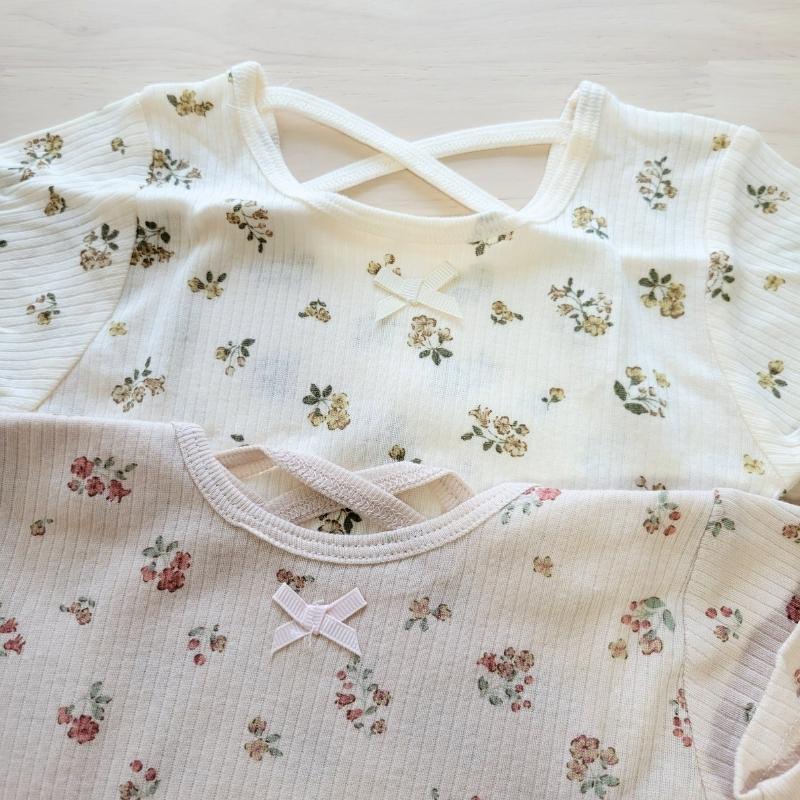 【70cm✨80cm】日本小眾品牌 mamaraku 純棉100%短袖上衣包屁衣兩件組 女寶必備-細節圖2