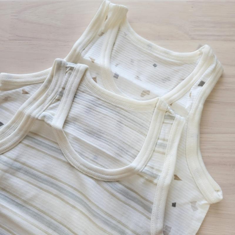 【90cm🍭蝦皮免運】日本進口 春夏有機棉ORGANIC COTTON無袖上衣 兩件組 透氣舒適純棉-細節圖3
