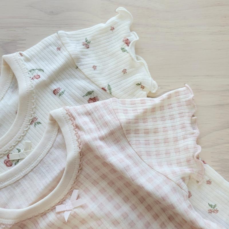 【70cm✨蝦皮免運】日本小眾品牌 mamaraku 純棉100%短袖上衣包屁衣兩件組 女寶必備-細節圖3