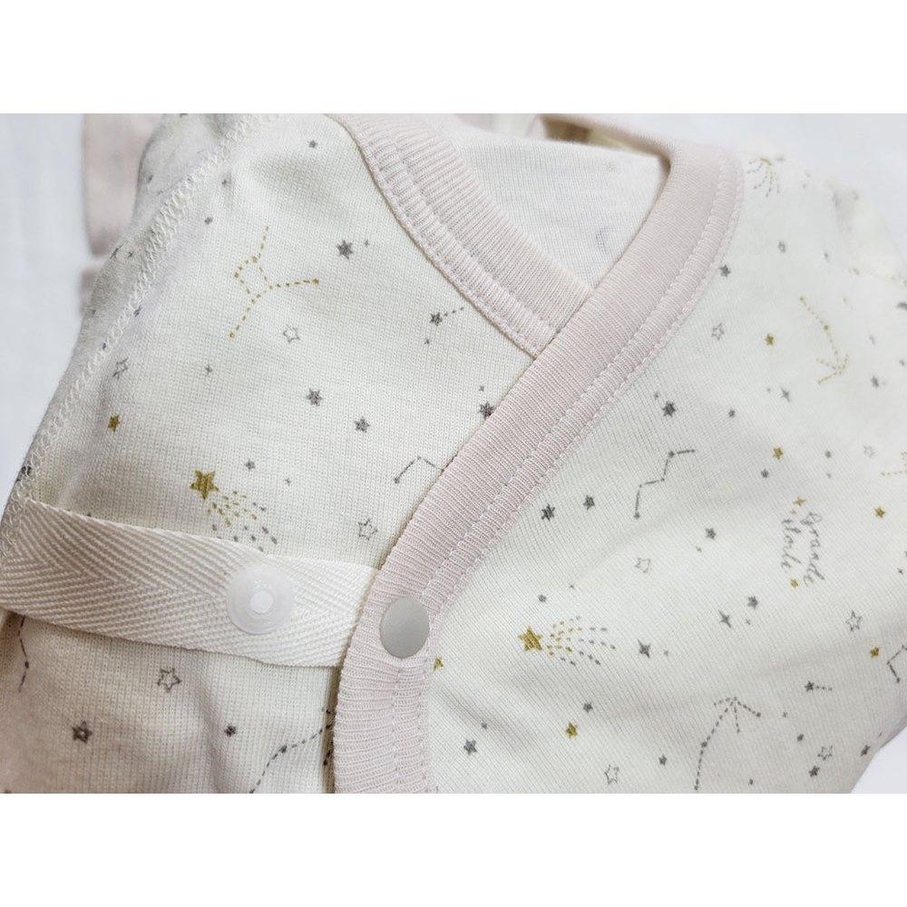 【日本進口🍭50~60cm】新生兒開襟半袖蝴蝶衣 2件組 100%純棉 日本西松屋 奶茶色 星星 短袖 新生兒開襟衣-細節圖9