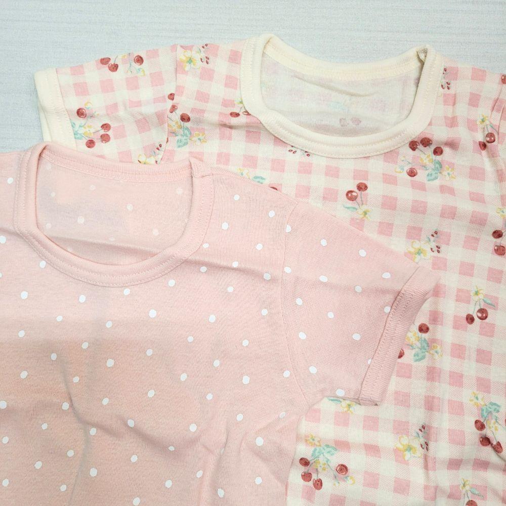【🍭80cm】日本童裝 futafuta 短袖上衣兩件組 粉色 櫻桃 點點 日本童裝 日本空運-細節圖2