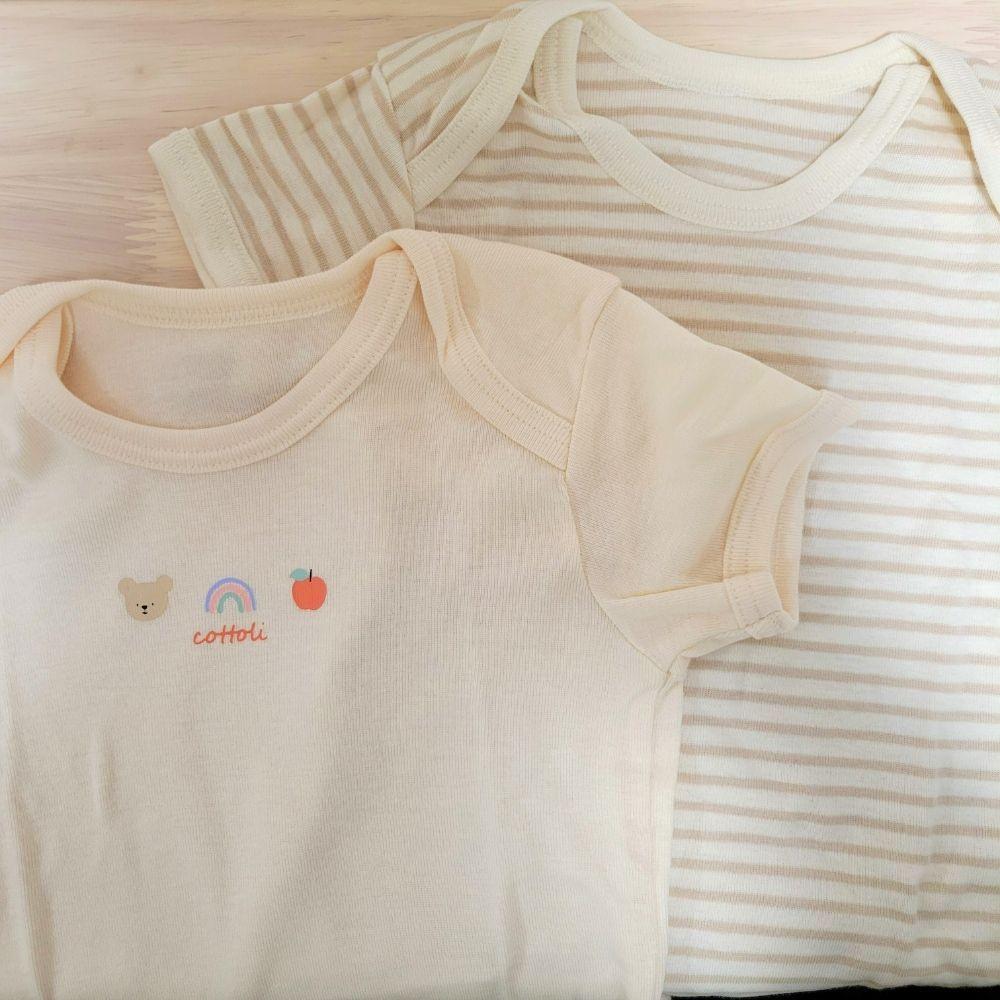 【70cm🍭80cm】日本Cottoli 短袖包屁衣兩件組 汽車 小熊 格紋 日本童裝 男童 女童-細節圖3