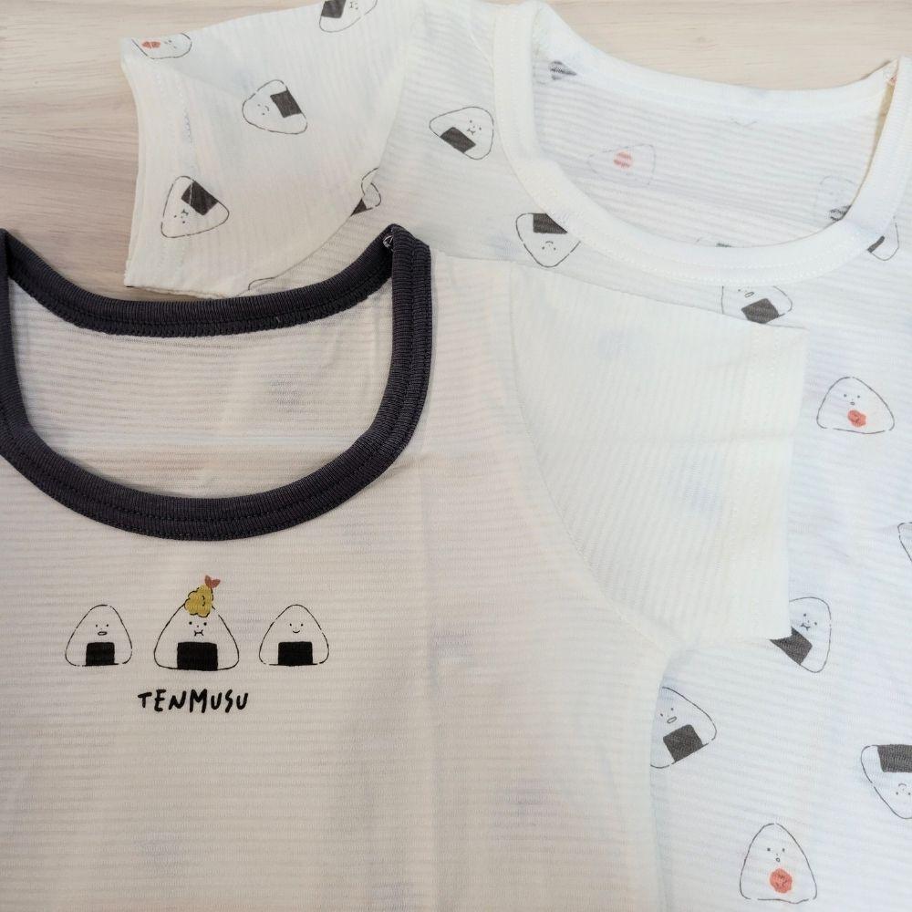 【70cm🍭80cm🍭90cm】日本童裝 春夏有機棉ORGANIC COTTON短袖包屁衣 兩件組 吸水速乾 三角飯糰-細節圖4