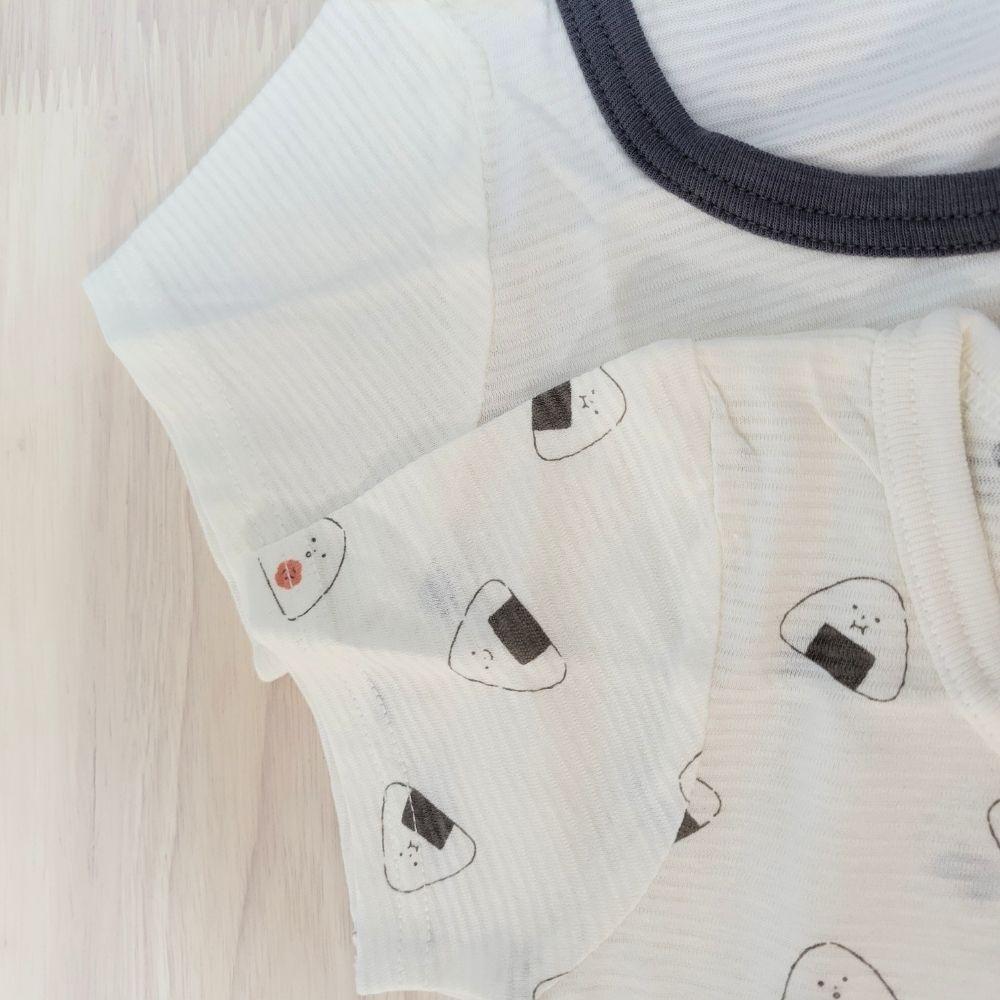 【70cm🍭80cm🍭90cm】日本童裝 春夏有機棉ORGANIC COTTON短袖包屁衣 兩件組 吸水速乾 三角飯糰-細節圖7