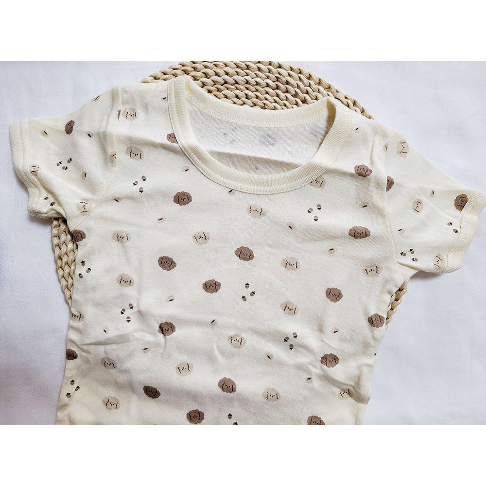 【🍭70cm | 80cm | 90cm】新生兒短袖包屁衣 3件組 100%純棉 日本西松屋 愛心 小狗 粉色 親膚-細節圖3